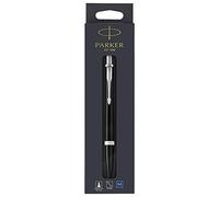 Parker 1975425 Urban Stylo bille finition noir estompée avec attributs chromés pointe moyenne/recharge d’encre Bleu