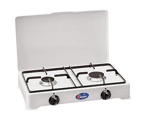 Parker 2002CBGPm Réchaud à gaz méthane, 2 feux, grille en acier émaillé, pour camping et maison pour usage extérieur