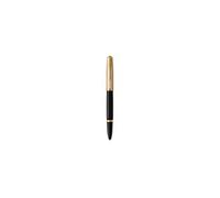 PARKER 51 Deluxe Stylo Plume, Corps Résine Noire + Capuchon plaqué or, Plume fine 18k, Coffret cadeau