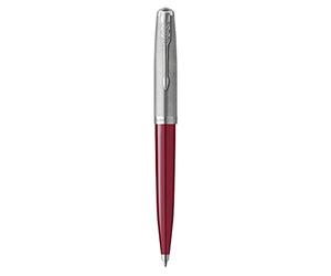 Parker 51 stylo bille | Corps bordeaux et attributs chromés | Pointe moyenne | Recharge d'encre noire | Livré dans son écrin