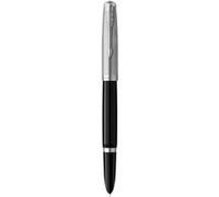 Parker 51 stylo plume | Corps noir et attributs chromés | Plume fine | Cartouche d'encre noire | Livré dans son écrin