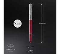 Parker 51 Stylo Plume | Corps rouge bordeaux avec attributs chromés | Stylo Plume Pointe fine avec cartouche d'encre noire | Boîte cadeau