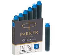 Parker cartouches d'encre pour stylo plume | courtes | encre bleue QUINK | lot de6pk