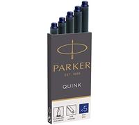 Parker cartouches d'encre pour stylo plume | longue | encre bleue QUINK | Lot de 5