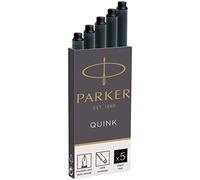 Parker cartouches d'encre pour stylo plume | longue | encre noire QUINK | Lot de 5