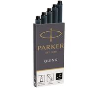 Parker cartouches d'encre pour stylo plume | longue | encre noire QUINK | Lot de 5
