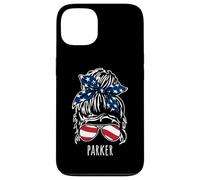 Parker Chignon pour cheveux désordonnés avec lunettes de soleil ruban USA Coque pour iPhone 13