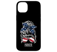 Parker Chignon pour cheveux désordonnés avec lunettes de soleil ruban USA Coque pour iPhone 14 Plus