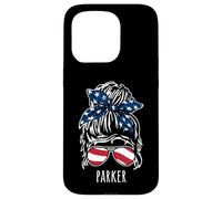 Parker Chignon pour cheveux désordonnés avec lunettes de soleil ruban USA Coque pour iPhone 15 Pro