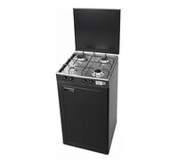 Parker Cuisinière à gaz GPL 4 feux avec soupape de sécurité gris graphite et plan en acier inoxydable avec meuble porte-bouteille fabriqué en Italie - 541GSPGPS