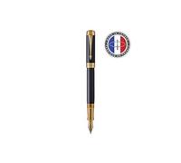Parker stylo-plume Duofold Prestige Chevron Bleu | taille Centennial | plume fine en or massif | encre noire et convertisseur