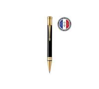 PARKER Duofold Stylo bille, Noir, Recharge noire pointe moyenne, Coffret cadeau