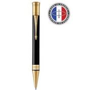 Parker Stylo-bille Duofold Classique – Noir, plaqué-or, pointe moyenne, encre noire