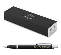 Parker IM Core - Stylo à bille avec gravure - De qualité supérieure - Avec coffret cadeau - Mine noire - Cadeau personnalisé - Nom, anniversaire de mariage - Noir mat C.C