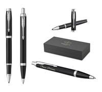 Parker IM Core - Stylo à bille et stylo à bille avec gravure - Stylo de qualité supérieure - Boîte cadeau - mine noire - Cadeau personnalisé - Nom, anniversaire - Noir mat