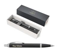 PARKER IM Core - Stylo à bille gravé - De qualité supérieure - Avec coffret cadeau - Mine noire - Cadeau personnalisé - Nom, anniversaire - Idéal comme cadeau d'anniversaire - Noir Lacquer C.C