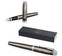 Parker IM Core Stylo plume avec gravure - De qualité supérieure - Encre bleue - Personnalisable - Cadeau personnalisé - Pour anniversaire de mariage - Dark Espresso C.C