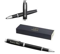 Parker IM Core Stylo roller avec gravure | Stylo de qualité supérieure | Boîte cadeau | Mine noire | Cadeau personnalisé | Nom, anniversaire (noir mat C.C)