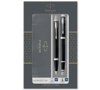 Parker IM Duo coffret-cadeau avec stylo bille et stylo plume finition noire la