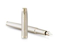 Parker Stylo plume IM Monochrome encre bleue finition garnitures champagne plume fine coffret cadeau