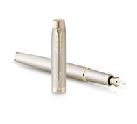 Parker Stylo plume IM Monochrome – finition champagne, plume moyenne, encre bleue – coffret cadeau