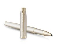 Parker IM Monochrome Stylo roller | encre noire | finition et garnitures champagne | pointe fine | coffret cadeau