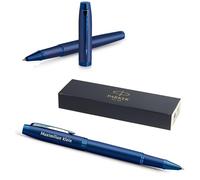 Parker IM Professionals Monochrome Stylo roller avec gravure | Stylo premium | Boîte cadeau | Mine noire | Cadeau personnalisé | Noms | Anniversaire (Bleu)