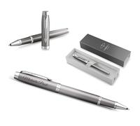 PARKER IM Rituals Grey Chrome Stylo roller avec gravure | Stylo de qualité supérieure | Boîte cadeau | Cadeau personnalisé | Anniversaire (gris chromé)