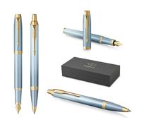 Parker IM Rituals Stylo à bille et stylo-plume avec gravure - Vert turquoise - Avec coffret cadeau - Personnalisé - Pour anniversaire (stylo à bille rétractable + stylo-plume, vert turquoise)