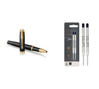 Parker IM Rollerball Pen Black Lacquer with Gold Trim Fine Point Black Ink