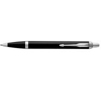 Parker IM Stylo à bille | Noir mat avec attributs chromés | Pointe moyenne avec encre bleue | Boîte cadeau
