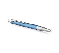 Parker Pens Stylo bille IM Bleu gris Premium, attributs chromés, pointe moyenne – Coffret cadeau