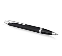 Parker Pens Stylo à bille IM Essentiel - finitions chrome, pointe moyenne, encre bleue - noir mat