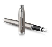 Parker stylo plume IM acier inoxydable finitions chrome pointe moyenne encre bleue coffret cadeau