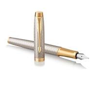 Parker IM Stylo plume Argent premium (Warm Silver) Pointe fine Coffret cadeau
