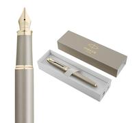 Parker Pens Stylo plume IM Touche Finale, finition grès, pointe moyenne, encre bleue, coffret cadeau