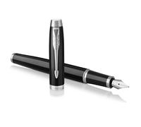 Parker IM stylo plume, laque noire avec attributs chromés, pointe fine, coffret cadeau