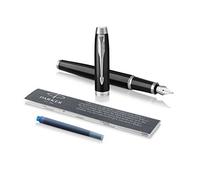 Parker IM Stylo Plume | Laque noire avec attributs chromés | Stylo Plume Pointe Moyenne | Boîte cadeau