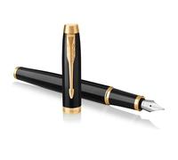 Parker IM stylo plume | laque noire avec attributs or | pointe moyenne | coffret cadeau