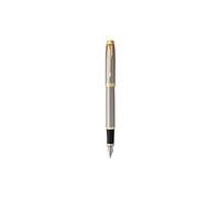 PARKER IM Stylo plume, métal brossé, plume moyenne, encre bleue, Coffret cadeau Acier G