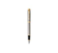 PARKER IM Stylo plume, métal brossé, plume moyenne, encre bleue, Coffret cadeau