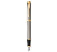 PARKER IM Stylo plume, métal brossé, plume moyenne, encre bleue, Coffret cadeau Acier G