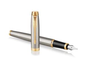 Parker IM stylo plume | métal brossé | pointe moyenne | coffret cadeau