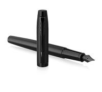 Parker IM stylo plume | Noir mat avec attributs noirs | Pointe moyenne avec cartouche d’encre bleue | Coffret cadeau