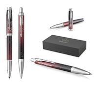 PARKER IM Stylo roller et stylo à bille de qualité supérieure avec gravure | Stylo de qualité supérieure | Boîte cadeau | Cadeau personnalisé | Anniversaire (S.E. Portal (Red))