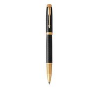 Parker Pens – Stylo roller IM Premium – pointe fine – encre noire – coffret noir et or