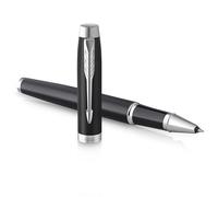 Parker – Stylo roller IM – Noir mat, finitions chrome, pointe fine, encre noire – Coffret cadeau