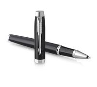 Parker IM stylo roller | noir mat avec finitions chrome | pointe fine | encre noire | coffret cadeau