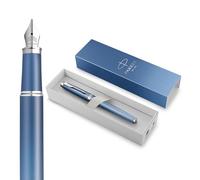 Parker IM Writing Rituals Stylo plume | Bleu paisible avec dégradé | Finitions chrome | Plume fine | Encre bleue | Coffret cadeau