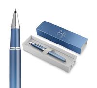 Parker IM Writing Rituals Stylo roller | Bleu paisible avec dégradé | Finitions chrome | Pointe fine | Encre noire | Coffret cadeau